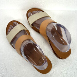 Dolce Vita Peppa Strappy Sandals Womens Size 8.5 Brown Wood Beige Slides Summer